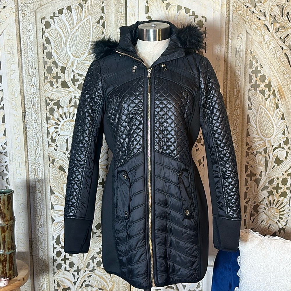 Michael Kors woman’s small black hoodie semi long jacket